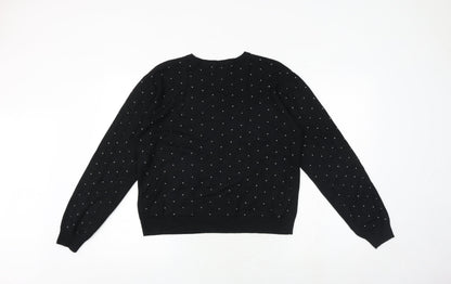 Marks & Spencer Womens Black Round Neck Viscose Pullover Jumper Size L