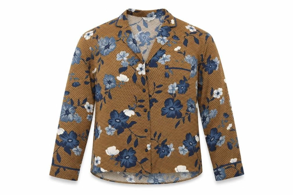 Great Plains Womens Brown Geometric Polyester Basic Button-Up Size S Collared