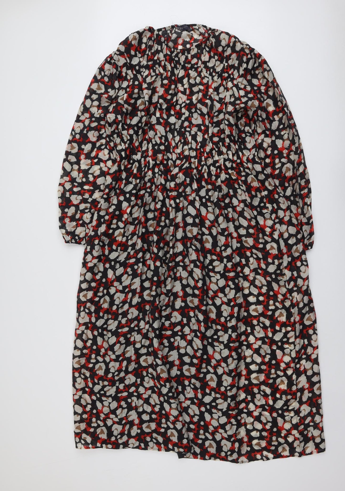 Marks and Spencer Womens Multicoloured Geometric Lyocell A-Line Size 12 Round Neck Pullover