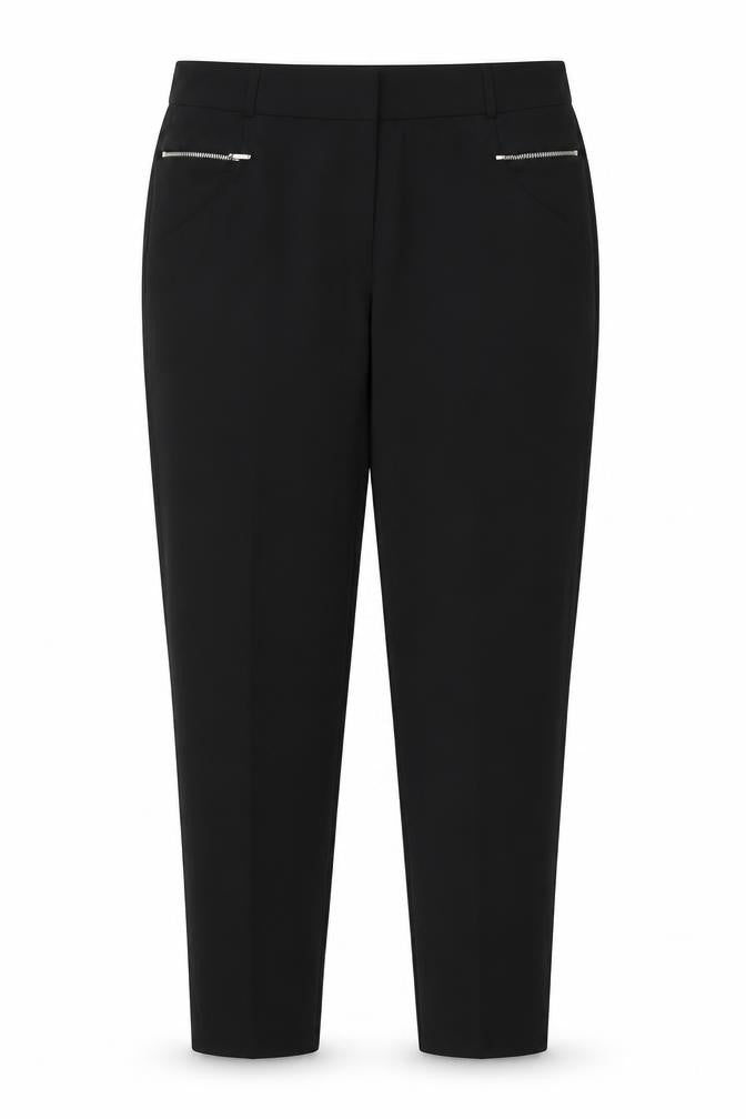 Select Womens Black Polyester Carrot Trousers Size 14 L28 in Regular Button
