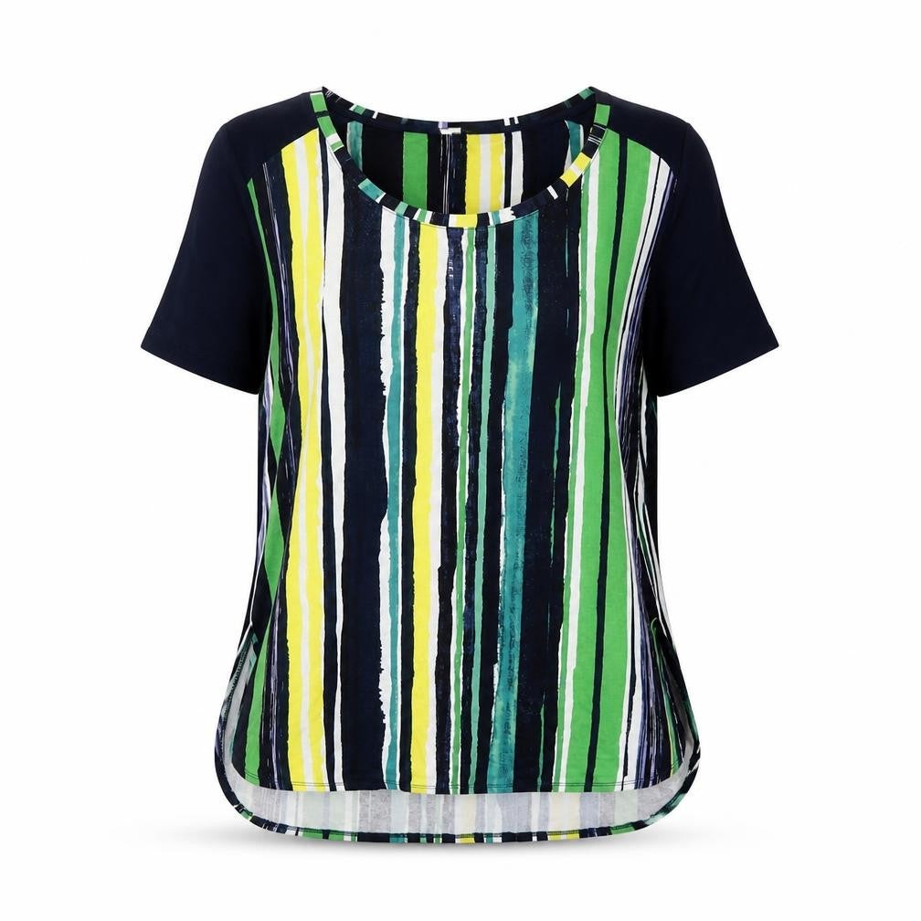 NEXT Womens Multicoloured Striped Viscose Basic T-Shirt Size 10 Boat Neck