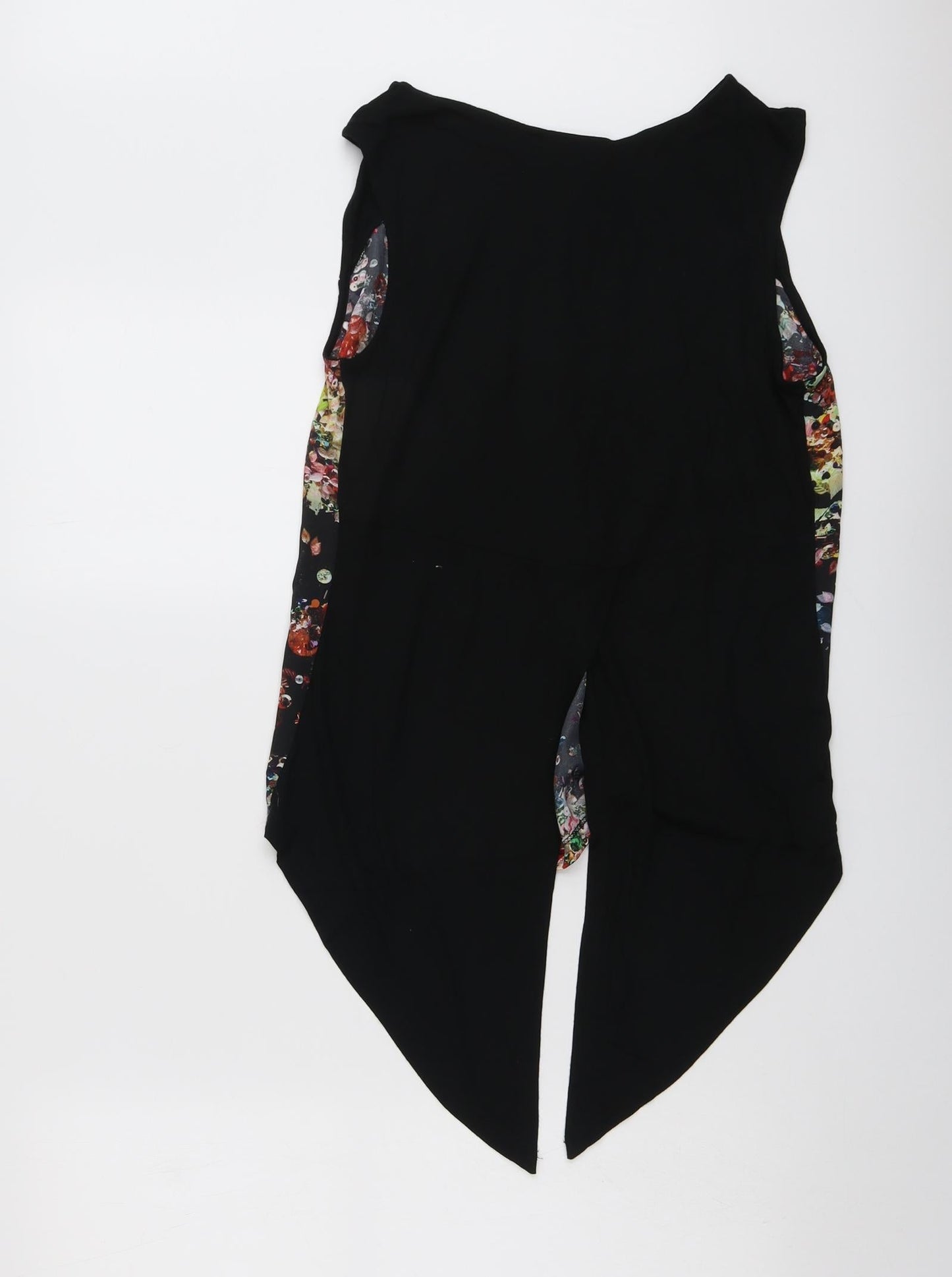 Warehouse Womens Black Geometric Polyester Basic Blouse Size 10 Boat Neck