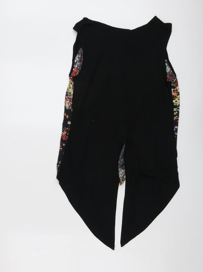 Warehouse Womens Black Geometric Polyester Basic Blouse Size 10 Boat Neck