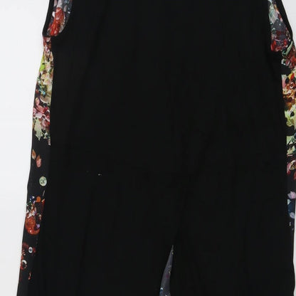 Warehouse Womens Black Geometric Polyester Basic Blouse Size 10 Boat Neck