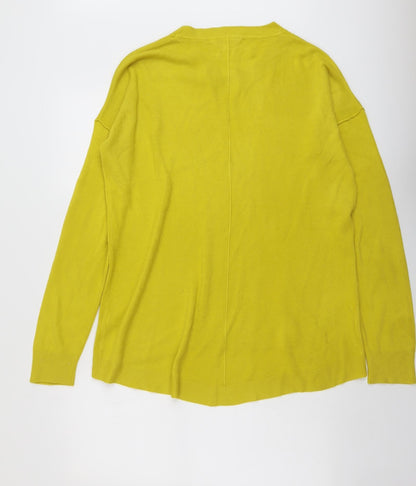 Back view of Principles women’s yellow round neck acrylic jumper, size UK 14