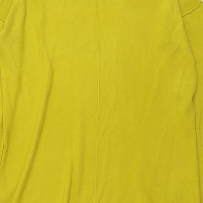 Brand and care label for Principles women’s yellow round neck acrylic jumper, size UK 14