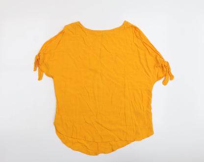 River Island Womens Orange Viscose Basic Blouse Size 8 Round Neck