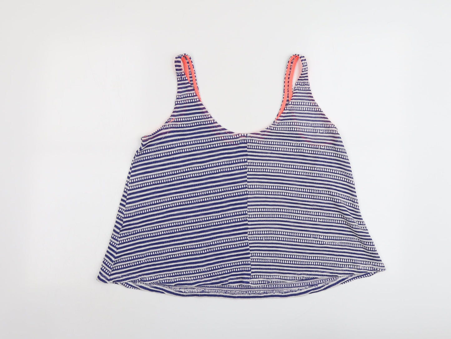 Zara Womens Blue Striped Polyester Cropped Tank Size M Round Neck