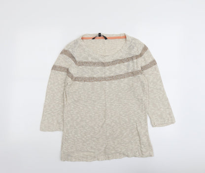 Additional front view of Betty Jackson women’s beige round neck cotton jumper, size UK 16