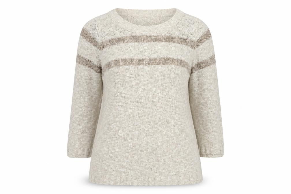 Betty Jackson Womens Beige Round Neck Cotton Pullover Jumper Size 16