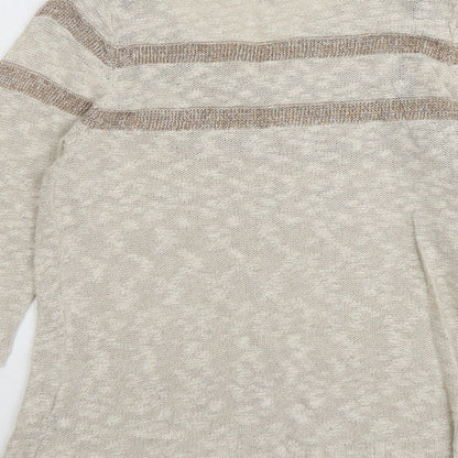 Brand and care label for Betty Jackson women’s beige round neck cotton jumper, size UK 16
