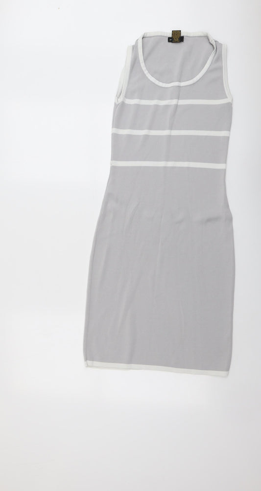 Grace Womens Grey Viscose A-Line Size S Round Neck Pullover