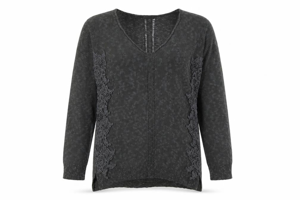 River Island Womens Grey Round Neck Cotton Pullover Jumper Size 16