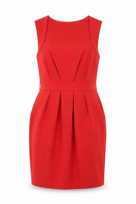 Miss Selfridge Womens Red Polyester Shift Size 14 V-Neck Pullover