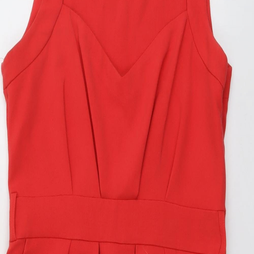 Miss Selfridge Womens Red Polyester Shift Size 14 V-Neck Pullover