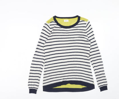 Additional front view of Linea women’s multicoloured round neck striped nylon jumper, size S