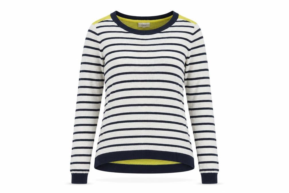 Linea Womens Multicoloured Round Neck Striped Nylon Pullover Jumper Size S