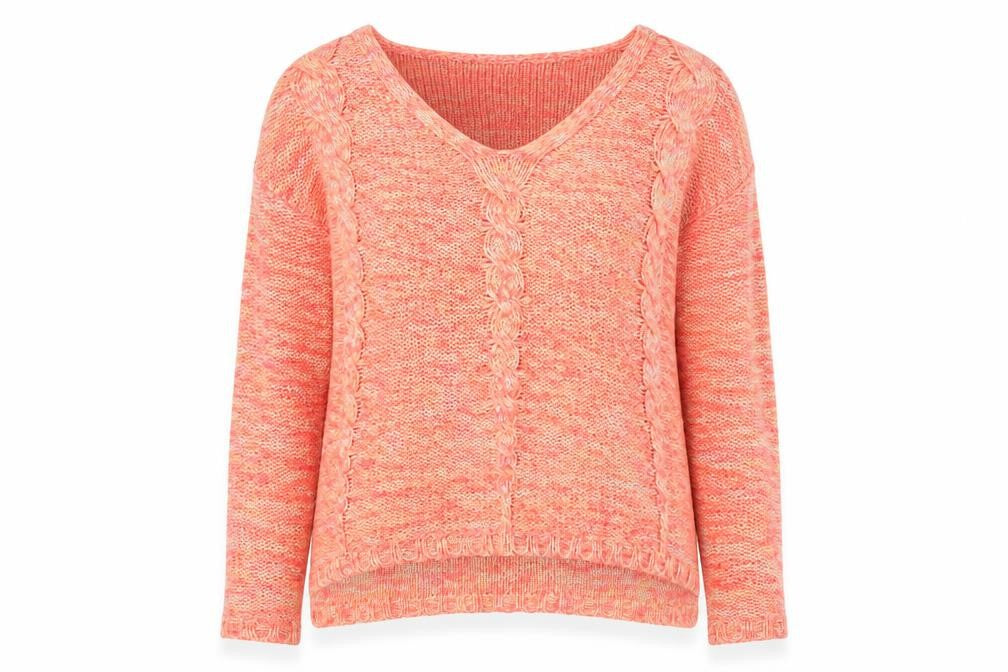 H&M Womens Pink V-Neck Acrylic Pullover Jumper Size L