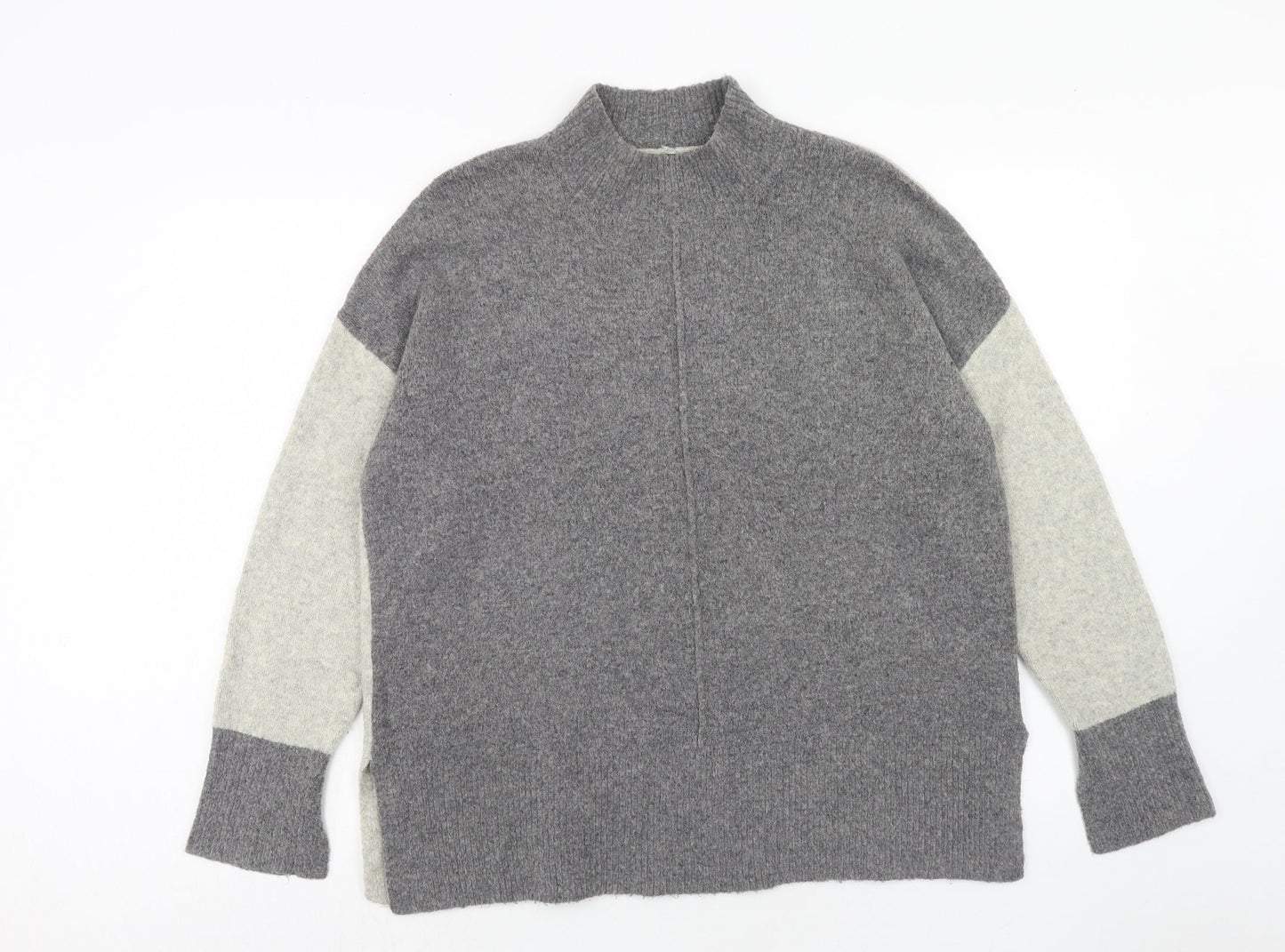 Marks and Spencer Womens Grey High Neck Polyamide Pullover Jumper Size L