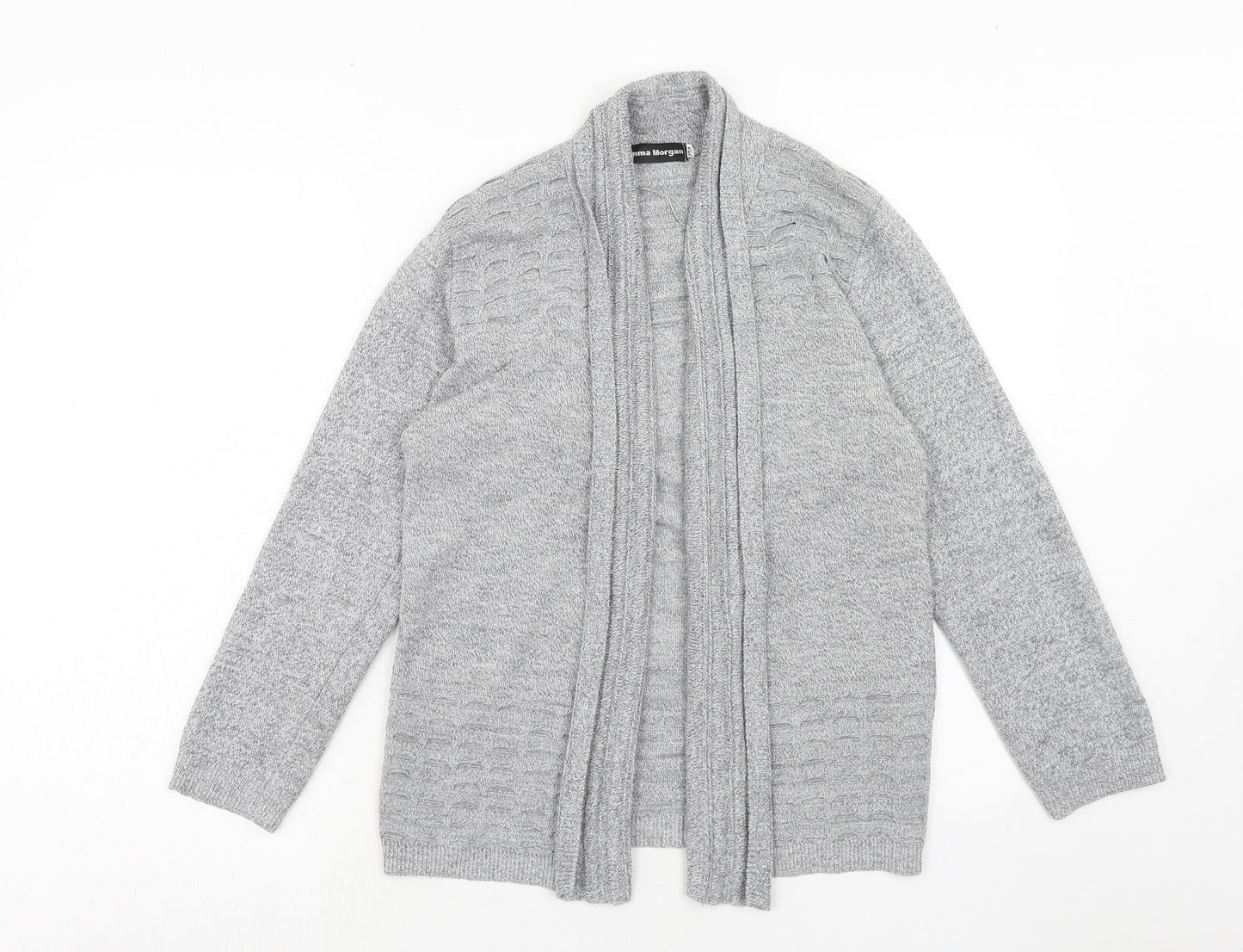 Emma Morgan Womens Grey V-Neck Acrylic Cardigan Jumper Size M