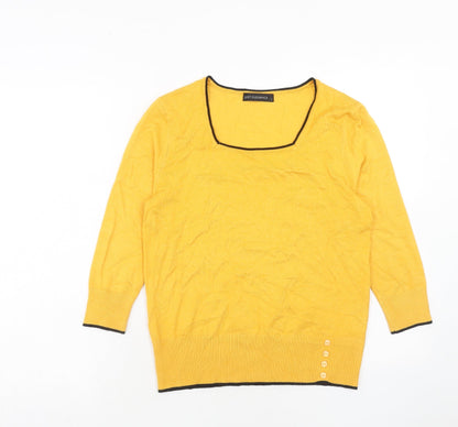 Just Elegance Womens Yellow Square Neck Viscose Pullover Jumper Size S