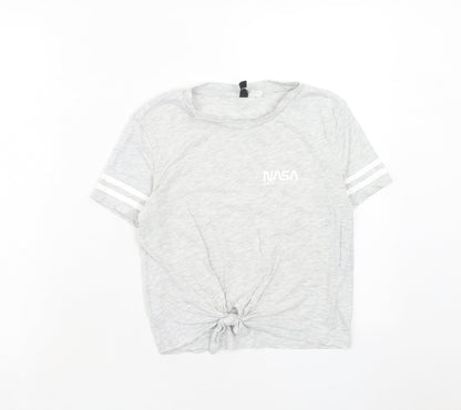 H&M Womens Grey Cotton Basic T-Shirt Size XS Round Neck