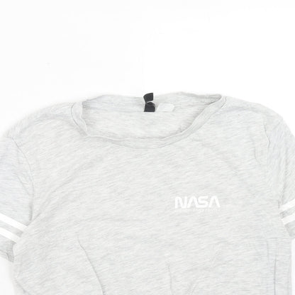 H&M Womens Grey Cotton Basic T-Shirt Size XS Round Neck
