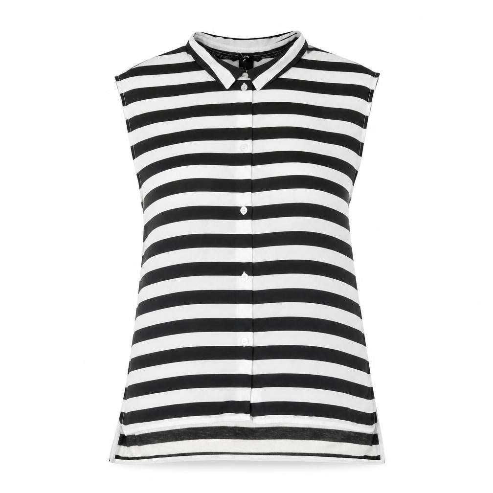 H&M Womens Black Striped Polyester Basic Tank Size M Collared