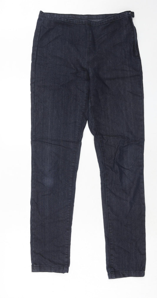 Marks and Spencer Womens Blue Cotton Skinny Jeans Size 10 Regular Zip
