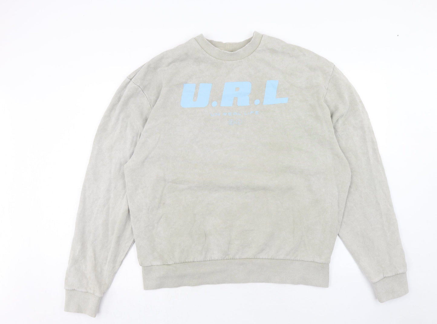 COLLUSION Mens Grey Cotton Pullover Sweatshirt Size L - U.R.L