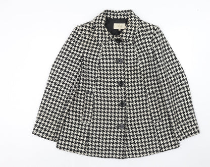 EWM Womens Black Geometric Jacket Size 12 Button