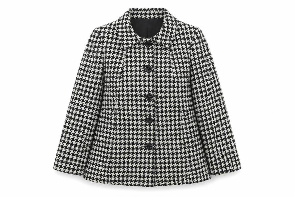 EWM Womens Black Geometric Jacket Size 12 Button