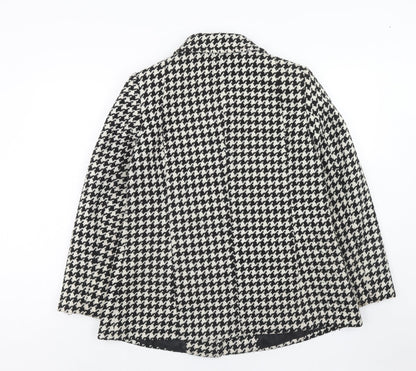 EWM Womens Black Geometric Jacket Size 12 Button
