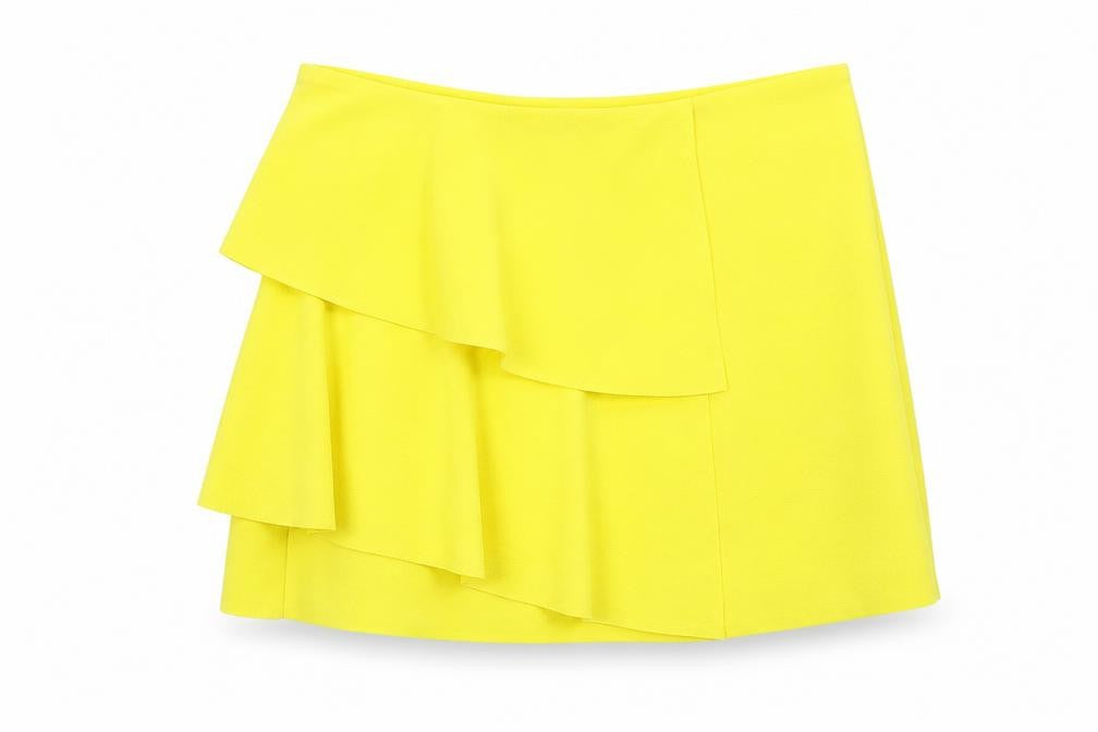 Vero & Lucy Womens Yellow Polyester Mini Skirt Size M Zip