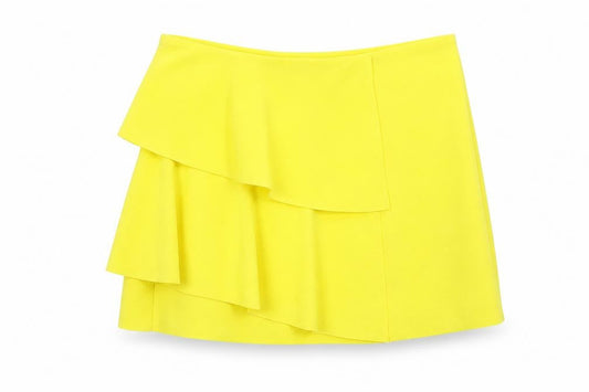 Vero & Lucy Womens Yellow Polyester Mini Skirt Size M Zip