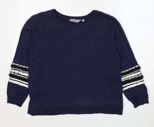 Dorothy Perkins Womens Blue Cotton Pullover Sweatshirt Size 14 Pullover