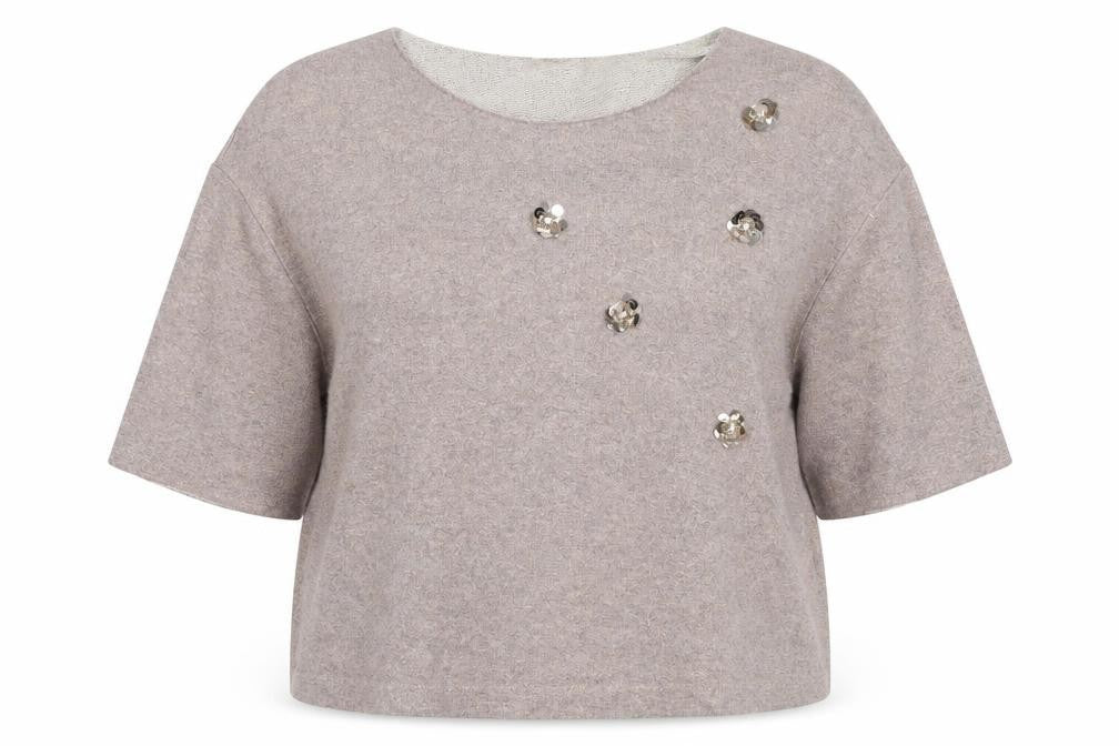 Rick Cardona Womens Beige Round Neck Cotton Pullover Jumper Size 20