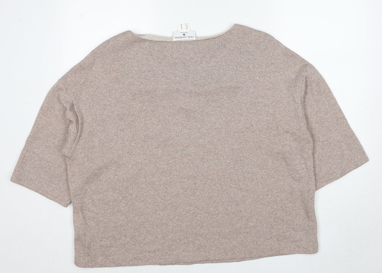 Rick Cardona Womens Beige Round Neck Cotton Pullover Jumper Size 20