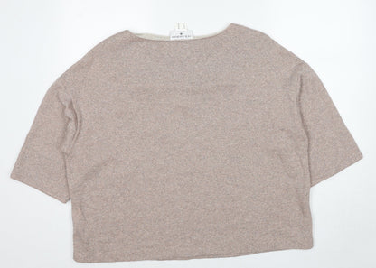 Rick Cardona Womens Beige Round Neck Cotton Pullover Jumper Size 20