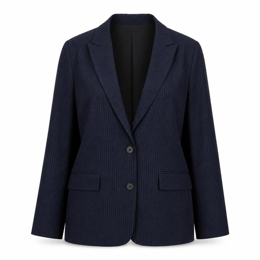 Marks & Spencer Womens Blue Pinstripe Polyester Jacket Suit Jacket Size 12