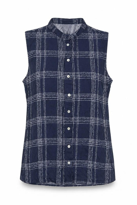 Marks and Spencer Womens Blue Plaid Viscose Basic Button-Up Size 10 Collared