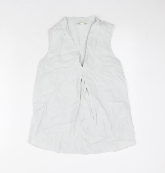 Monsoon Womens Grey Viscose Basic Blouse Size 8 V-Neck