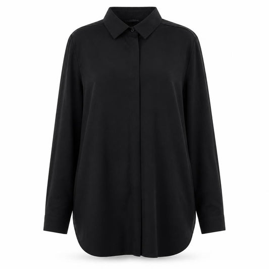 Marks and Spencer Womens Black Polyester Basic Button-Up Size 10 Collared
