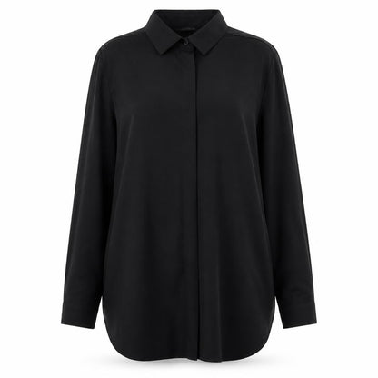 Marks & Spencer Womens Black Polyester Basic Button-Up Size 10 Collared