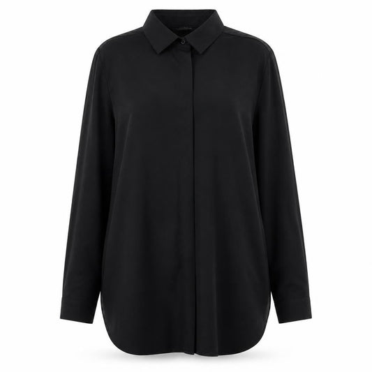 Marks and Spencer Womens Black Polyester Basic Button-Up Size 10 Collared