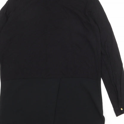 Marks & Spencer Womens Black Polyester Basic Button-Up Size 10 Collared