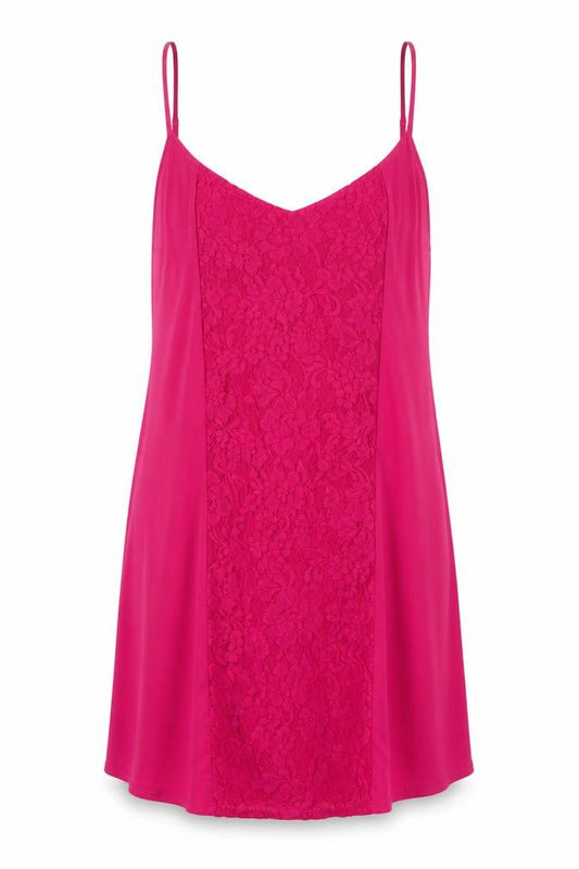 French Connection Womens Pink Polyamide Slip Dress Size 14 V-Neck Pullover - Lace Detail