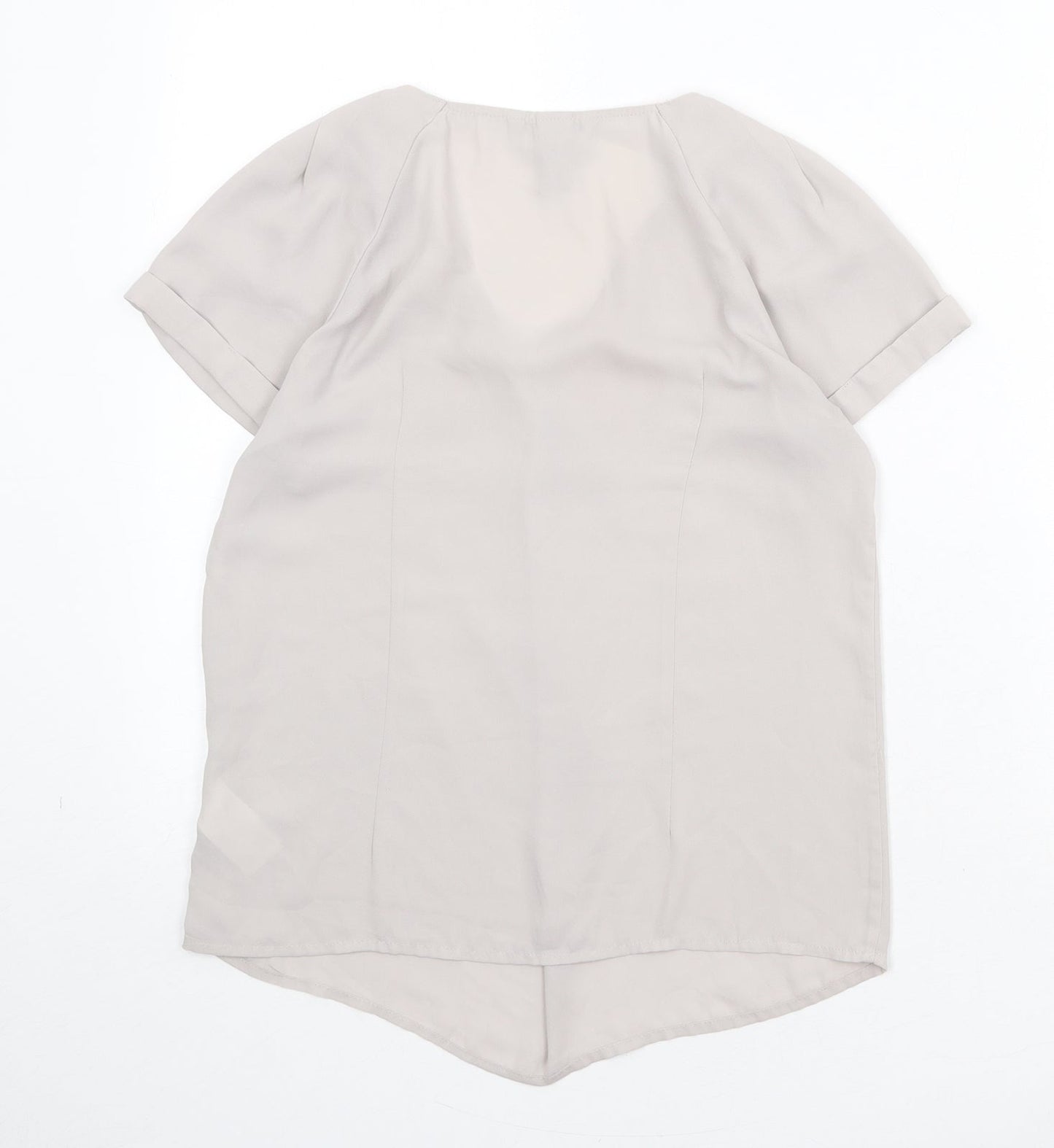 H&M Womens Beige Polyester Basic Blouse Size 8 Round Neck