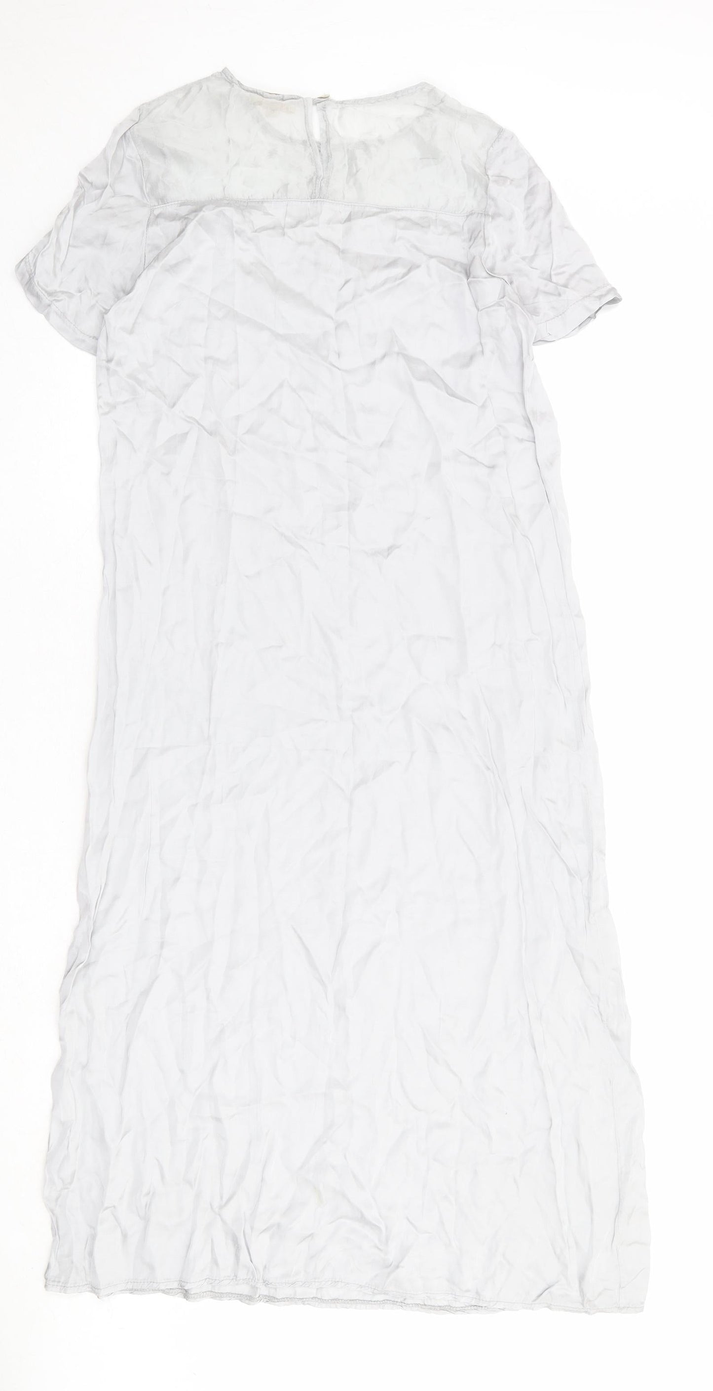 Vanessa Womens Grey Viscose A-Line Size M Boat Neck Button