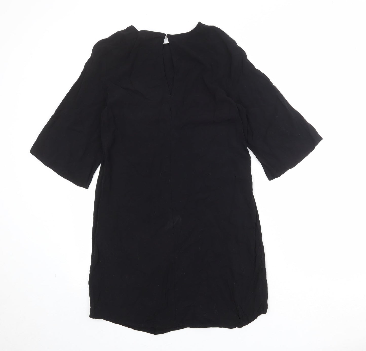 H&M Womens Black Viscose Shift Size 10 Boat Neck Button